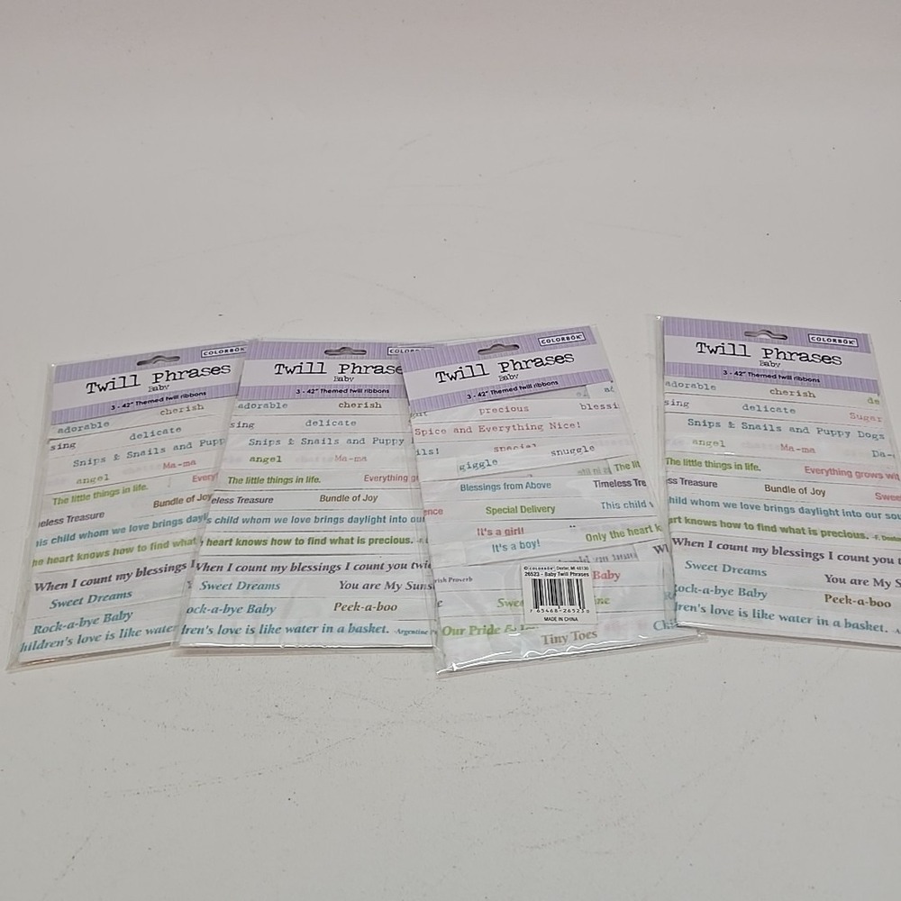 Colorbok Twill Phrases Baby3-42" Themed Twill Ribbons 4 Packs‎